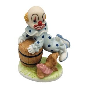 VINTAGE Porcelain Circus Clown & Dog 1984 George Lefton Stamped 04036 4.25" EUC